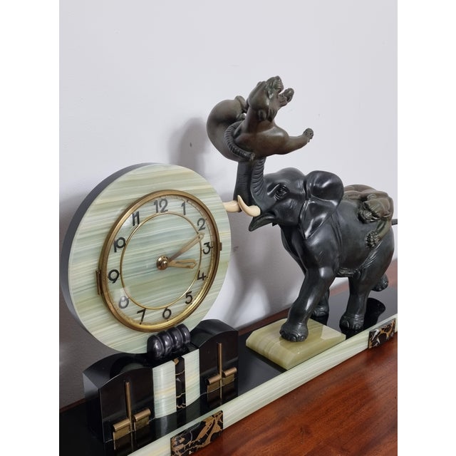Art Deco Clock with Elephant and Tigers or Panthers by Irénée Rochard, 1930s For Sale - Image 3 of 14