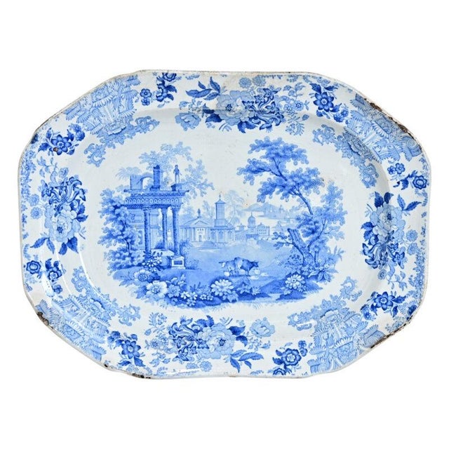 English 19th Century Blue & White Porcelain Platter For Sale - Image 9 of 9