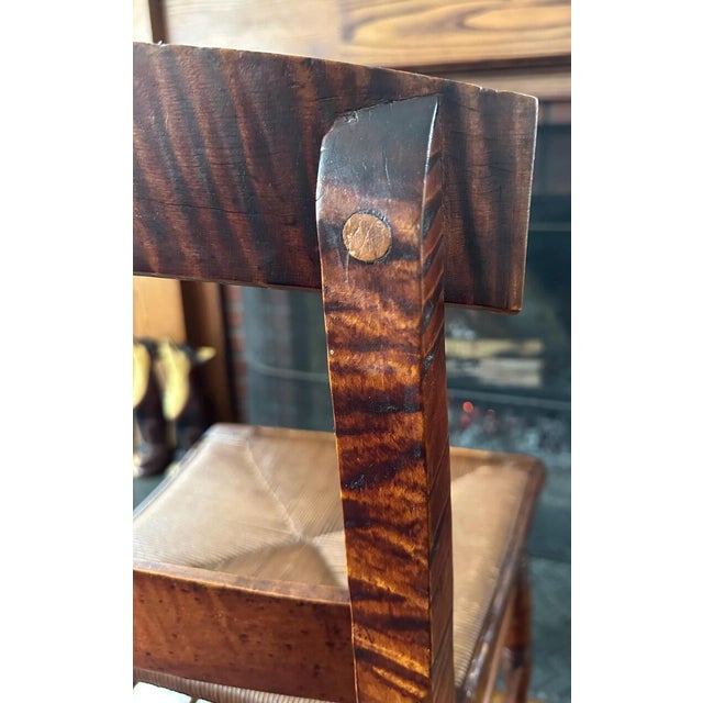 Antique Tiger Maple Side Chair With Woven Rush Seat For Sale - Image 15 of 18