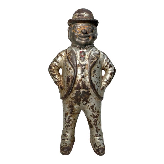 Antique Rare Original Foxy Grandpa Cast Iron Hubley Coin Still Bank 1900 For Sale