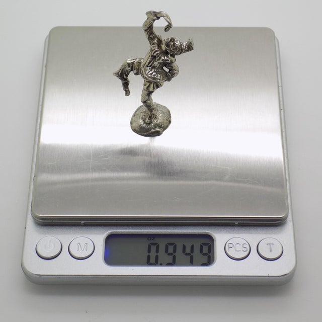Metal Vintage Italian Handmade Genuine Sterling Silver 925 Pulcinella "Commedia Dell'Arte" Figurine Miniature For Sale - Image 7 of 8