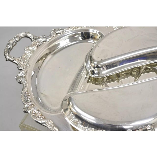 Silver Vintage Epca Old English Silver Plate by Poole 5036 Cutlery Serving Platter Tray For Sale - Image 8 of 12