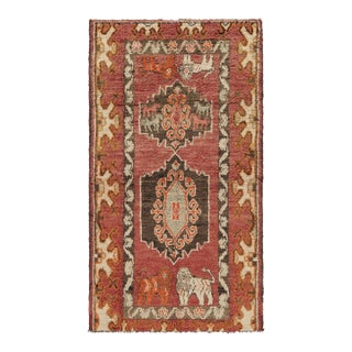 Vintage Moroccan Rug in Red With Medallions and Animal Pictorials - Rug & Kilim For Sale
