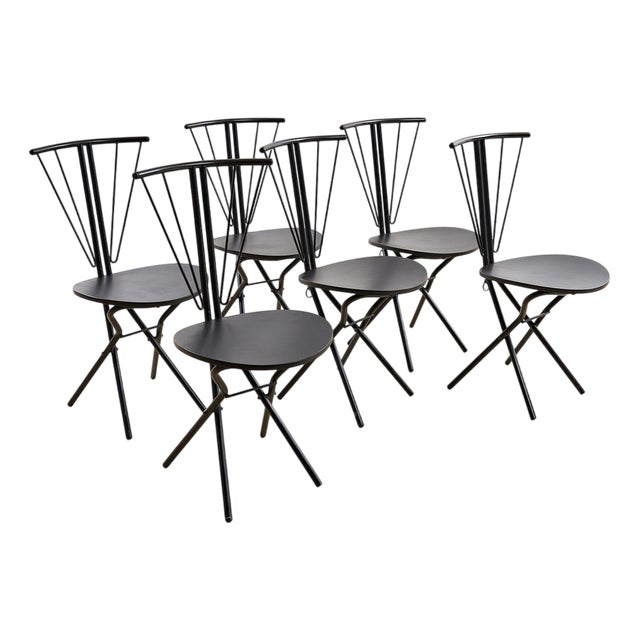 Chairs in Metal and Wood, 1970s, Set of 6 For Sale