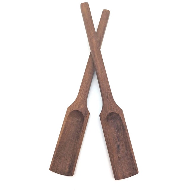 1960s Dansk Teak Wood "Oar" Salad Serving Utensils, a Pair For Sale In Miami - Image 6 of 11