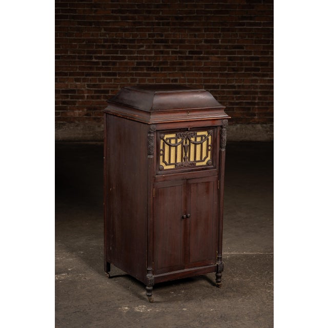 Traditional Antique Silvertone Floor Phonograph Cabinet With Records For Sale - Image 3 of 12