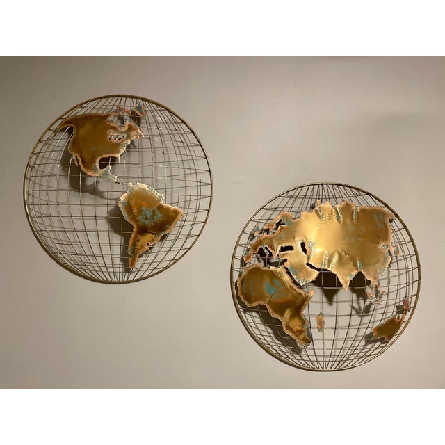 Curtis Jere World Map / Globe Wall Sculpture - A Pair For Sale In Miami - Image 6 of 18