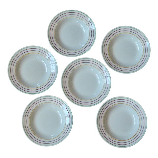 French Bohemian Earthenware Soup Plates from Gien, Set of 6 For Sale