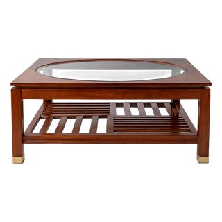 Cherry Coffee Table with Glass Insert from Stickley, 2001 For Sale