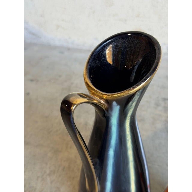 Vases and Candleholders Set of Two in Earthy Ceramic Glaze Mid-Century Modern For Sale - Image 4 of 10