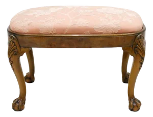 Queen Anne Stool with Walnut Seat & Ball and Claw Feet, 1890s