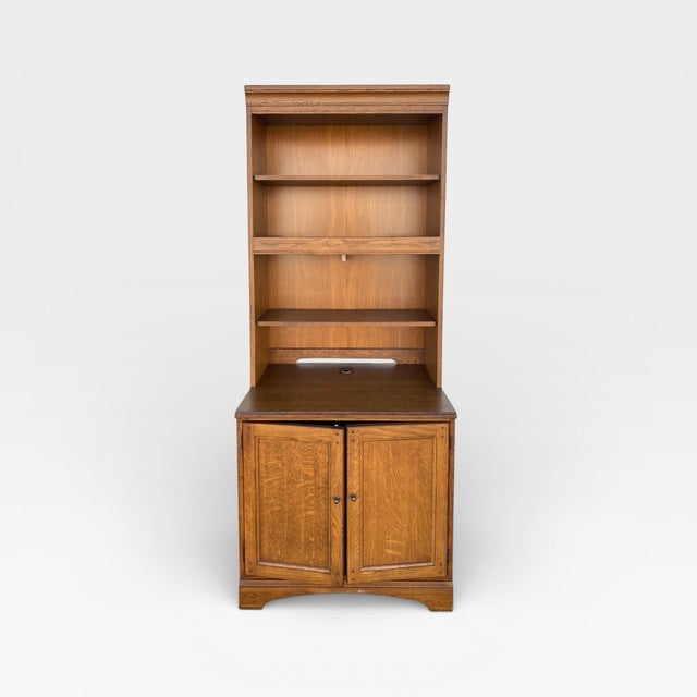 Vintage Hooker Furniture Oak Hutch Cabinet With Open Shelving, 20th Century For Sale In Los Angeles - Image 6 of 15