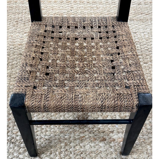 4 Palecek Blackened Pananawood & Woven Seagrass Dining Chairs, Late 20th Century For Sale - Image 10 of 17
