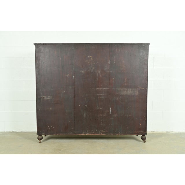 R. J. Horner Style American Empire Carved Mahogany Triple Bookcase With Lion Paw Feet, Circa 1890s For Sale - Image 12 of 13