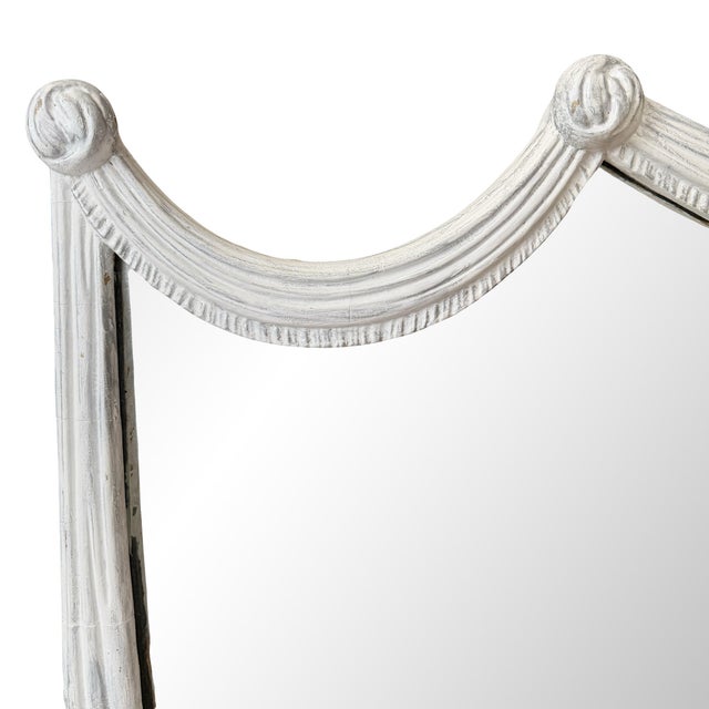 Faux Drapery Carved-Wood Overmantel Mirror For Sale - Image 4 of 12