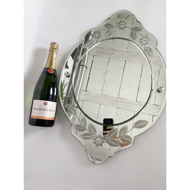 Mirror with Incised Floral Decorations, France, 19th Century For Sale - Image 4 of 9