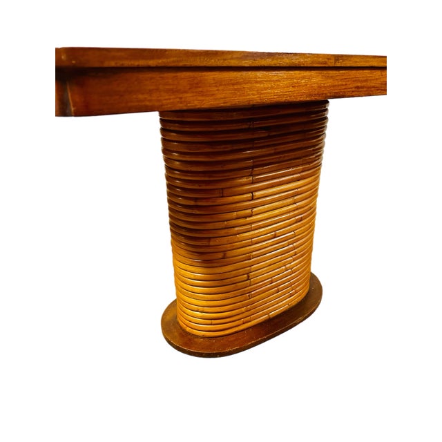 1940s 1940s Mahogany and Bamboo Wrapped Dining Table in the Paul Frankl Style For Sale - Image 5 of 9