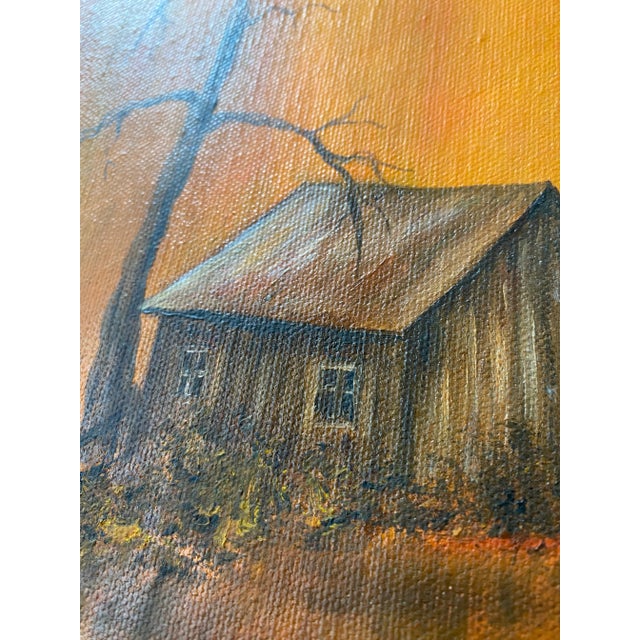 Wood Folk Art Original Farmhouse Painting Signed (1972) For Sale - Image 7 of 13