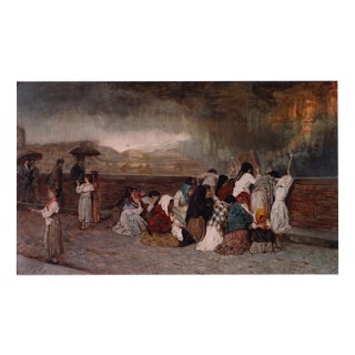 Gioacchino Toma, The Ash Rain of Mount Vesuvius, 19th Century, Oil on Canvas, Framed For Sale