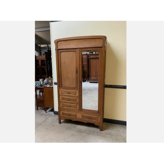 Antique Art Nouveau Linen Cupboard or Wardrobe, 1910s For Sale - Image 6 of 11