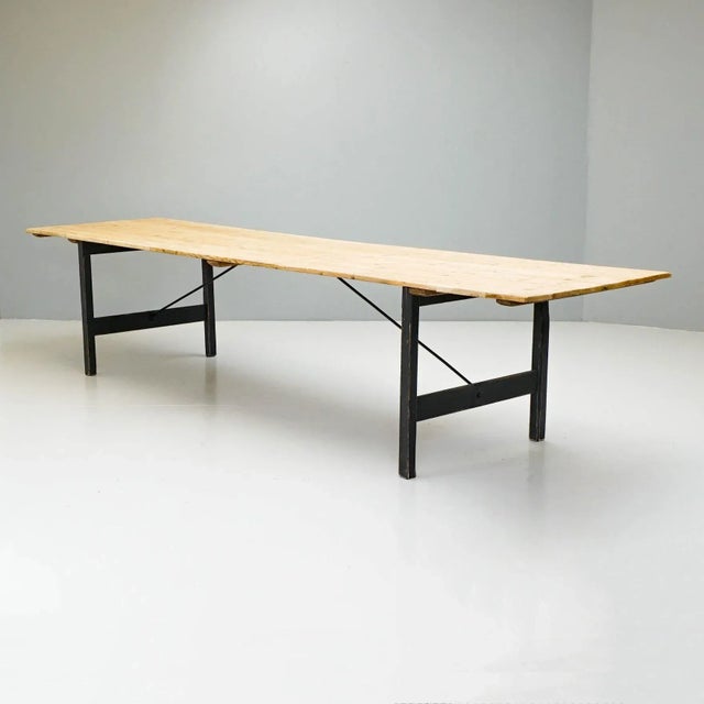 Large Pine Trestle Table For Sale - Image 9 of 9