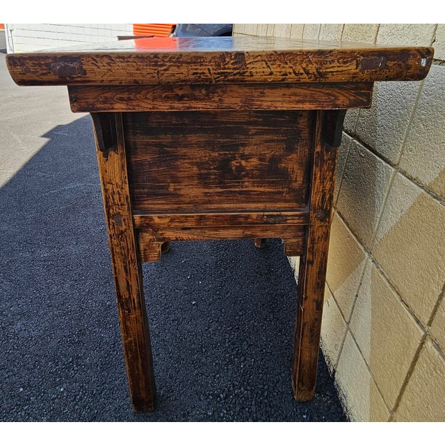 Mid 20th Century Asian Elmwood Three-Drawer Altar / Console Table For Sale - Image 9 of 10