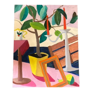 1960s Original Vintage Abstract Pop Modernist Still Life Painting
