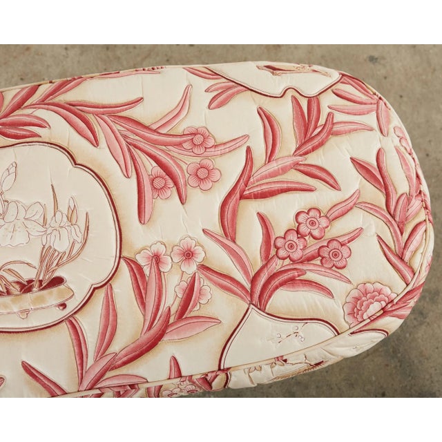 French Louis XVI Style Lacquered Oval Cane Bench For Sale In Sacramento - Image 6 of 12