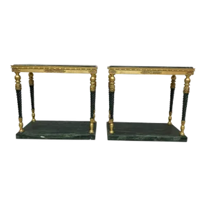 Swedish Neoclassical Style, Giltwood, Marble, Console Tables, Sweden, 20th C.