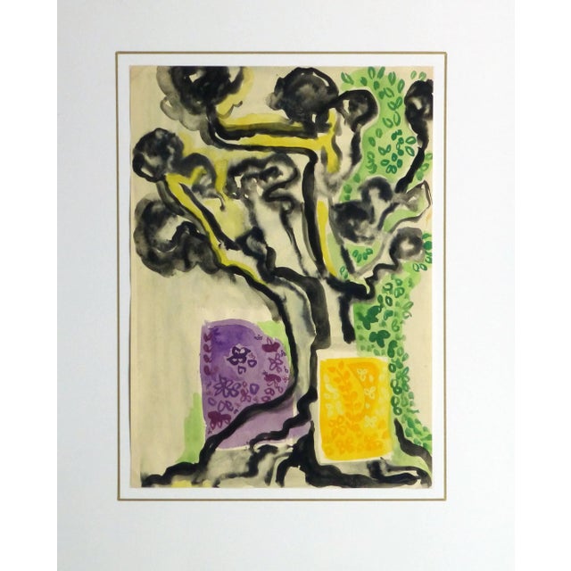 Bright Colored Abstract Watercolor and Ink - Under the Canopy For Sale - Image 4 of 5