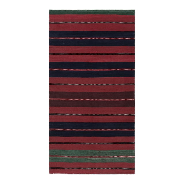 Vintage Bakhtiari Persian Kilim, Red and Black Geometric Stripes - Rug & Kilim For Sale