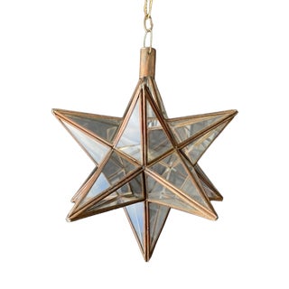 Antique Brass and Glass Star Light, 1970s For Sale