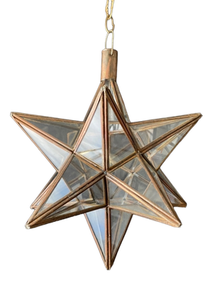 Antique Brass and Glass Star Light, 1970s