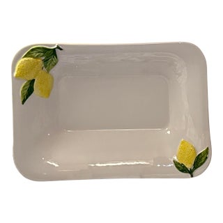 Late 20th Century White Lemon Ceramic Hand Crafted Italian Platter For Sale