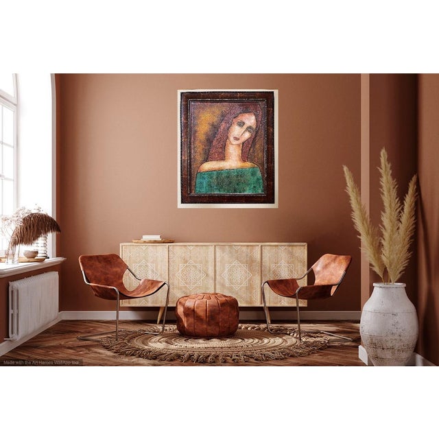 Abstract Portrait "Dreaming" Original Oil Painting by Sonia Gold For Sale - Image 4 of 11
