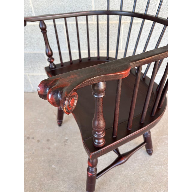 Ashlen Furniture Philadelphia Style Amber Crackle Finish Comb Back Arm Chair For Sale - Image 10 of 12