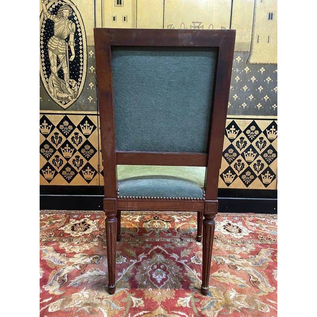Louis Xvi Style Green Velvet Chairs, Set of 6 For Sale - Image 5 of 10