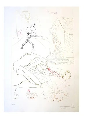 Salvador Dali - Fight Before la Dame - Original Handsigned Etching 1975
