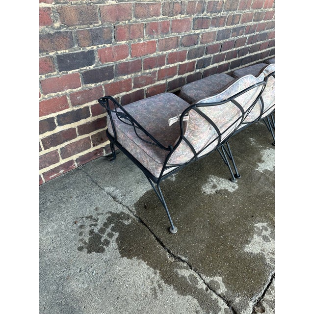 Mid-Century Modern Vintage Woodard Six Piece Sectional Sofa Wrought Iron Patio Furniture, Attributed For Sale - Image 3 of 9