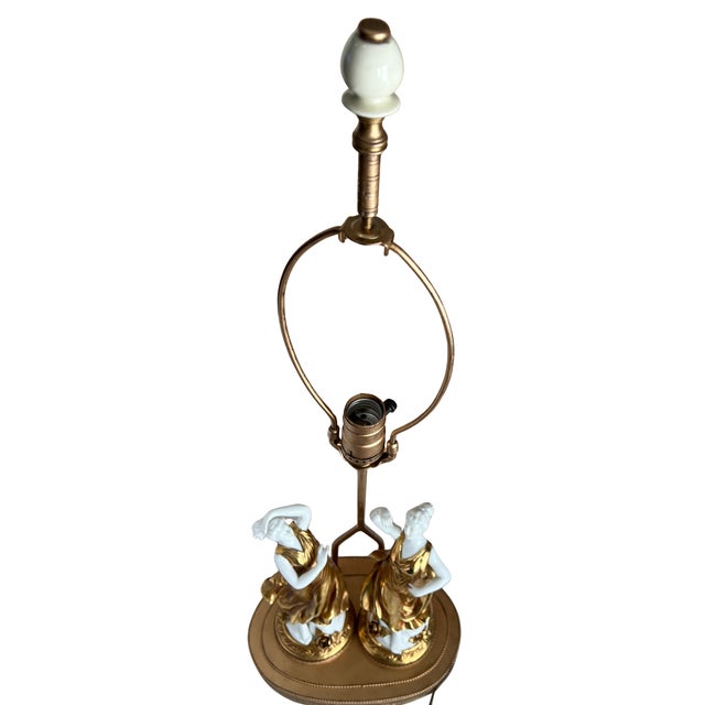 Rococo Italian Neoclassical Capodimonte-Style Figural Porcelain Table Lamp "Dancing Muses" For Sale - Image 3 of 18