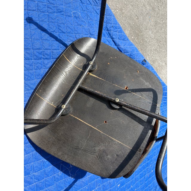 1950s Early Eames style DCM Dining Chair With Original Hair on Hide Upholstery, Cowhide For Sale - Image 11 of 16
