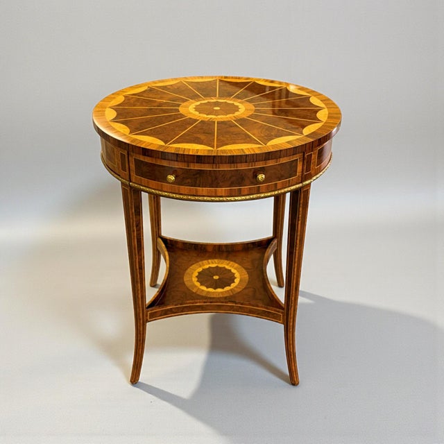 Maitland Smith Marquetry Inlaid Occasional Round Side Table For Sale - Image 14 of 14