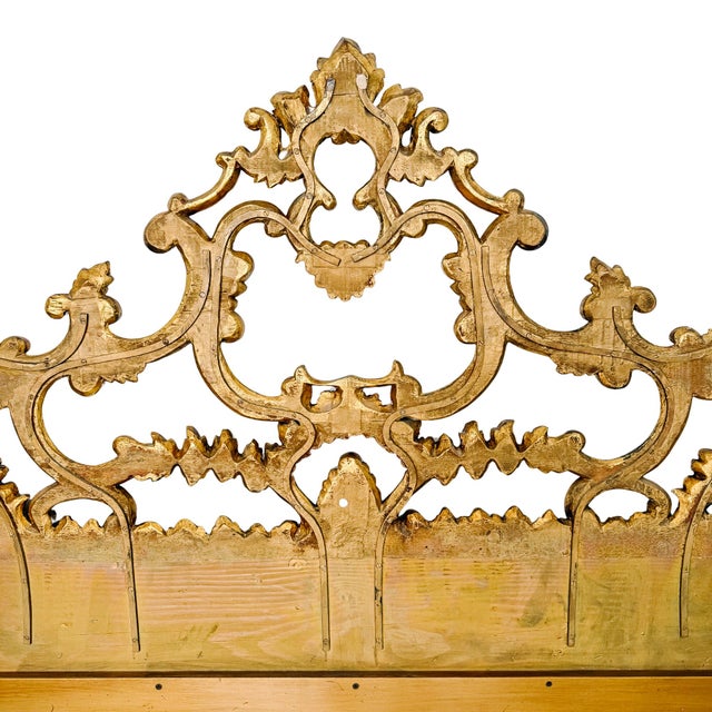 1960s Italian Rococo Louis VI King Size Headboard Carved Giltwood For Sale - Image 14 of 16