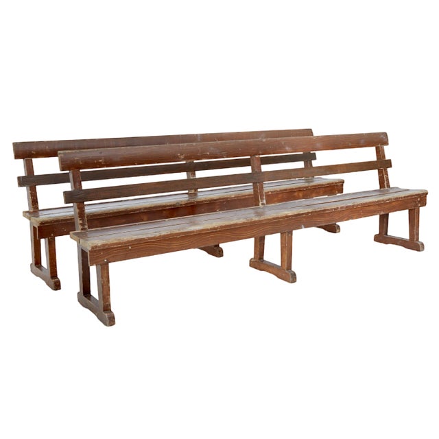 Set of Scandinavian Painted Pine Benches For Sale