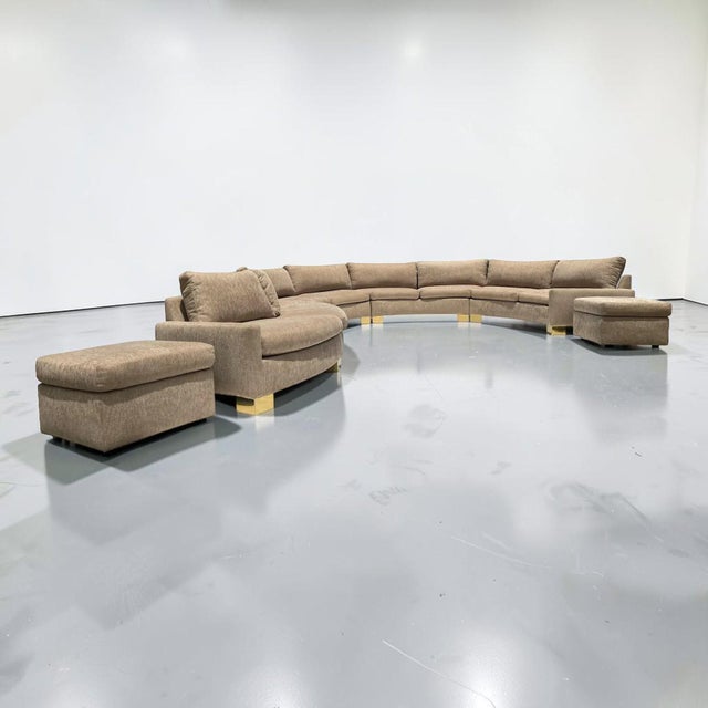 Mid-Century Modern 1970s Serpentine Sectional Sofa With Brass Feet For Sale - Image 3 of 11