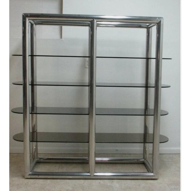 Mid Century Monumental Tubular Aluminum Chrome Etagere Shelf Vintage Display Baughman Style For Sale - Image 9 of 17