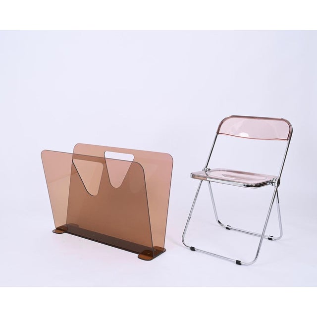 Large Magazine in Pink Smoked Acrylic Glass, Italy, 1970s For Sale - Image 6 of 15