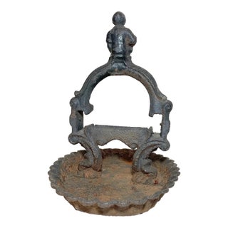 Rare Large Antique Original 1800's Cast Iron Americana Figural Boot Scraper For Sale
