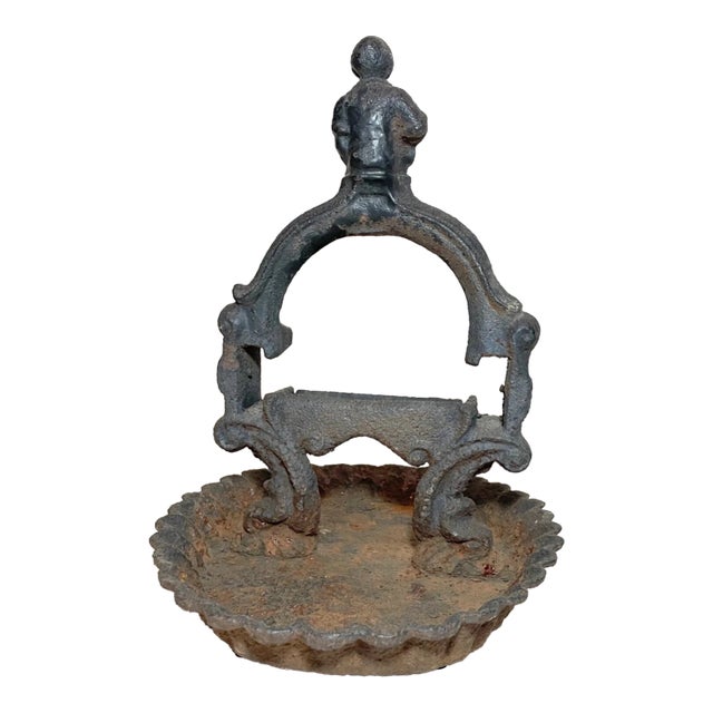 Rare Large Antique Original 1800's Cast Iron Americana Figural Boot Scraper For Sale