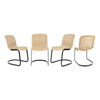 Cane Dining Chairs from Cidue, 1970s, Set of 4 For Sale
